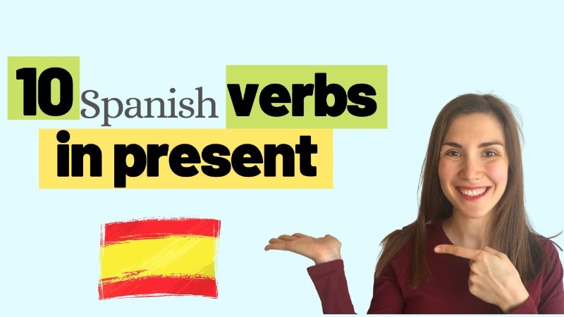 Girl teaching Spanish verbs in the present tense.