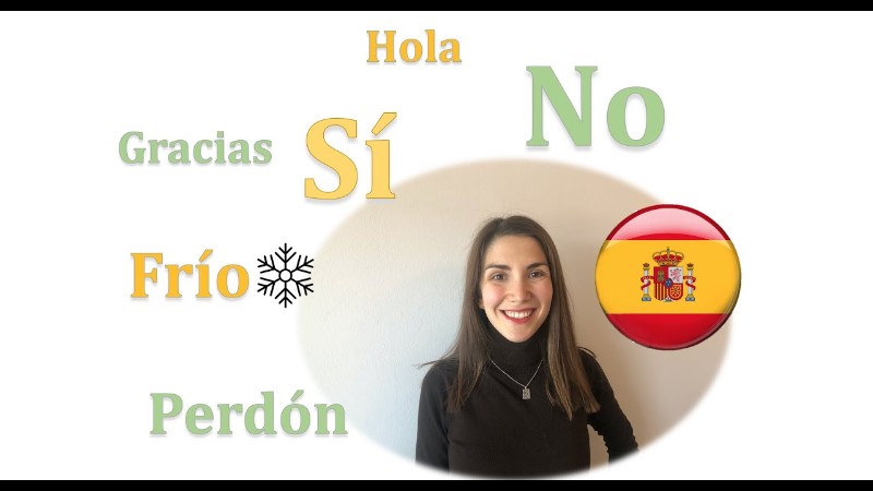 Girl smiling over a background with Spanish words